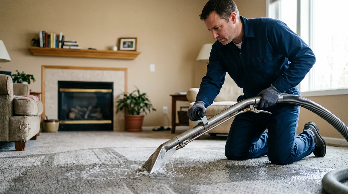 Water damage restoration technician working near Comanche, OK